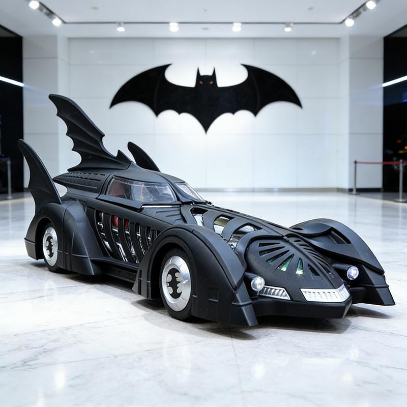 

1:24 Batmobile Bat 1995 With Spray Alloy Car Model Diecast Metal Casting Sound and Light Car Model For Collection Vehicle чёрный