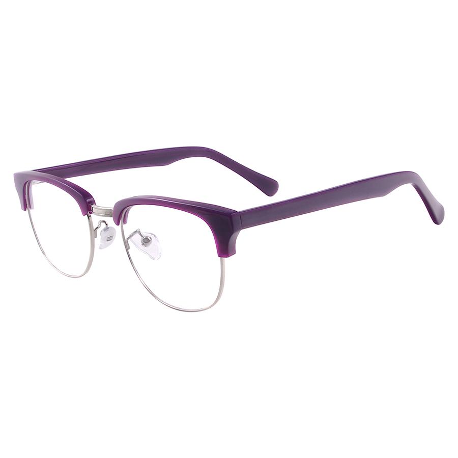 

Women Acetate Purple Round Retro In Thick Frame Half Rim Browline Spectacle For Prescription Degree Lenses Myopia Multifocal фиолетовый