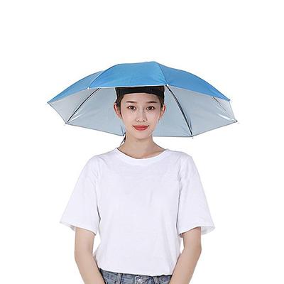 Head-Mounted Umbrella Hat Fishing Sunshade Headwear Umbrella Foldable UV Protection with Elastic Band for Kids Adult Outdoor Use