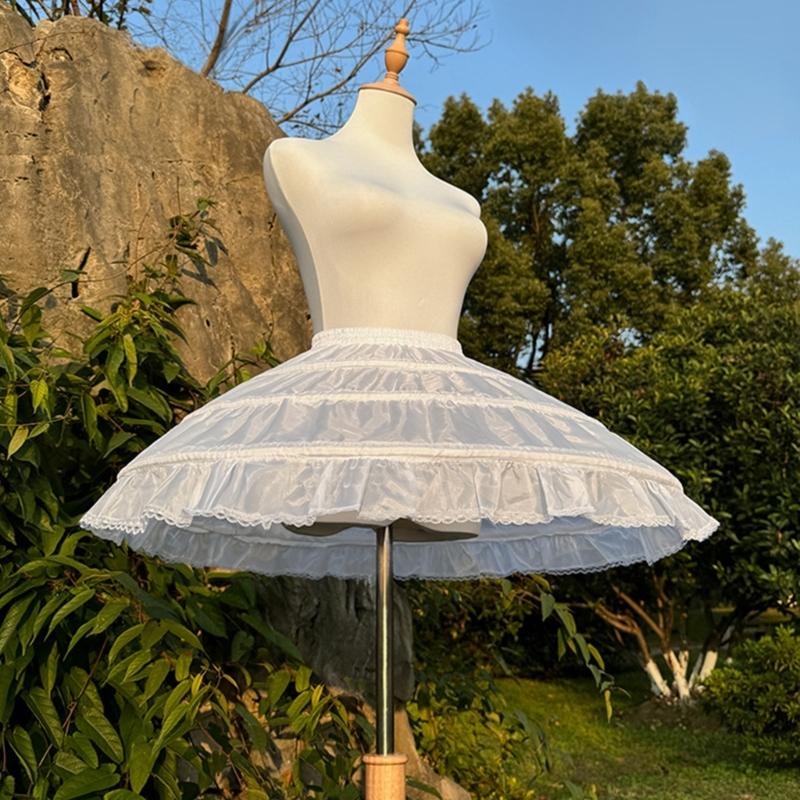 Womens Short Petticoat 3 Adjustable Hoop A Line Skirt Half Slip Crinolines Dresses Gown Underskirt for Cosplay Party