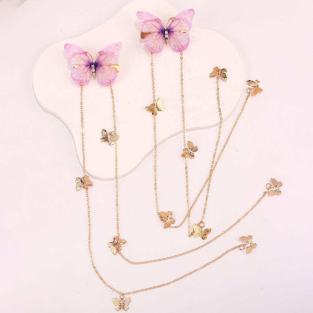 Ncmama 2 / Set De Agrafuri Noi Fluture Pentru Păr Pentru Femei Fete Fir Elegant Metal Franjuri Agrafuri Păr Lung Pentru Petrecere Accesorii Târg