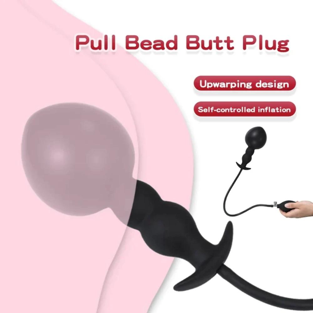 Expandable Butt Plug Silicone Inflatable Anal Beads
