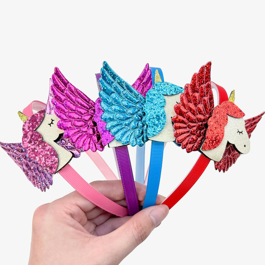 Fashion Unicorn Headbands for Girls Cute Wing Sequin Unicorn Hairbands Kids Hairhoops Children Kids Girls Party Hair Accessories