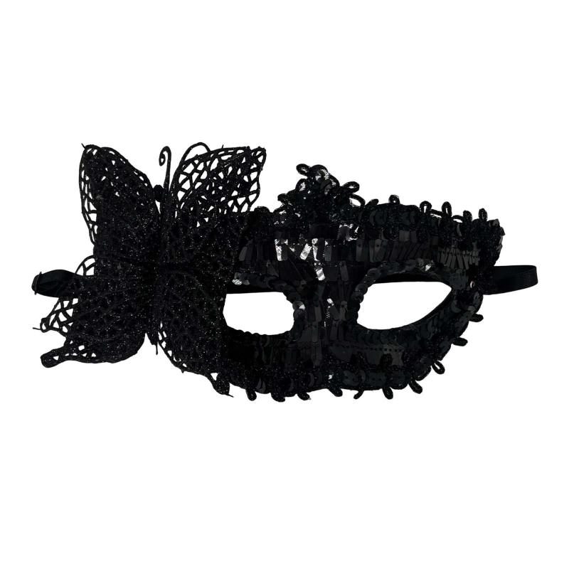 Sparkly Butterfly Sequin Half Face Masquerade Mask Lightweight Adjustable for Prom Cosplay Halloween Party