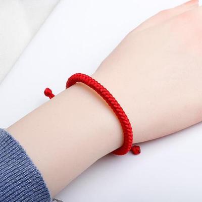 Ručne vyrábané náramky z pletenej šnúrky, nastaviteľné, červeno-čierne, tkaný lanový náramok, amulet pre šťastie, doplnok pre ženy, dievčatá