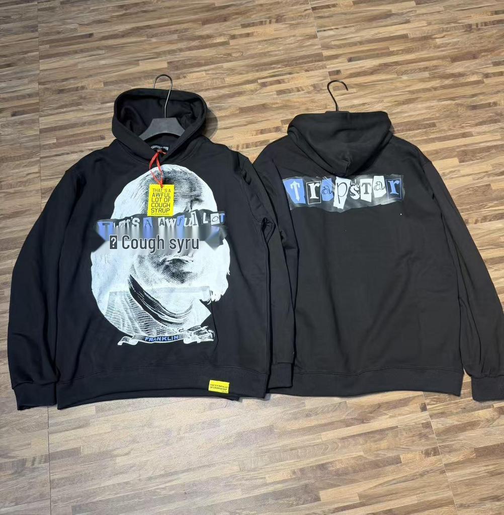 Módní americký styl Dlouhý rukáv Volná mikina pro muže a ženy - Vysoká gramáž Design s kašlovým sirupem