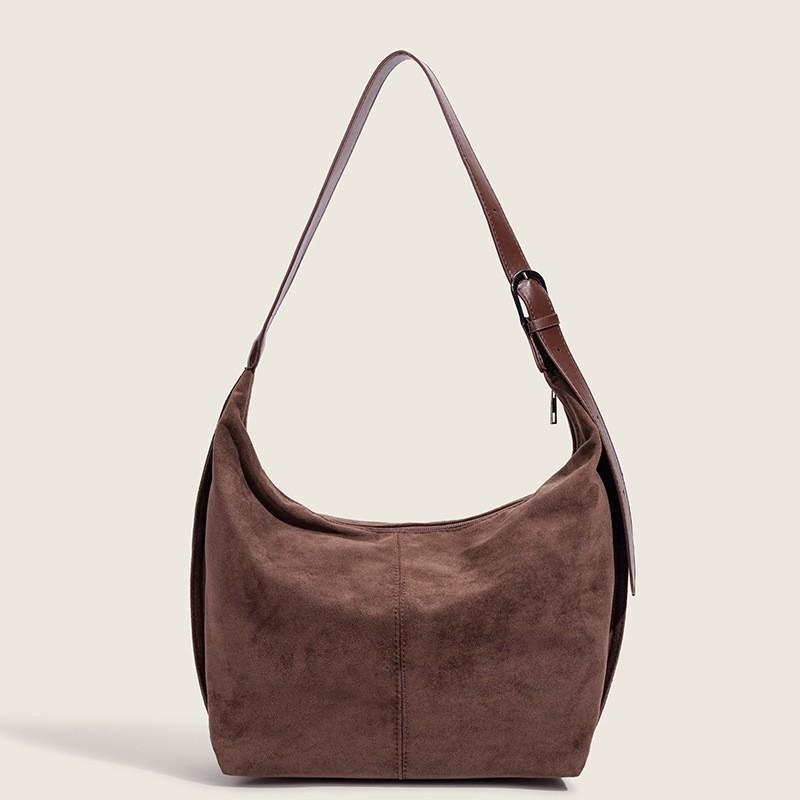 South Korean Niche Design Soft Dumpling Bag Women's Suede Retro Commuting Shoulder Cross-slung Tote