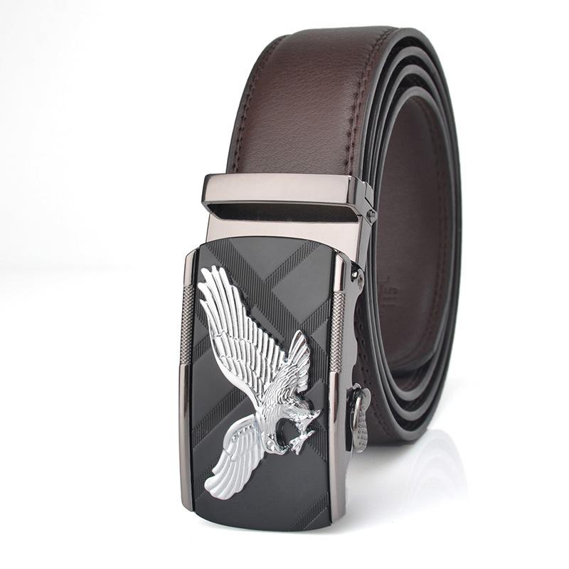 2024 Men's Genuine Leather Belt Eagle Style Automatic Buckle Belt Strap Adjustable Luxury Brand Belt Fashion Business Men's Belt