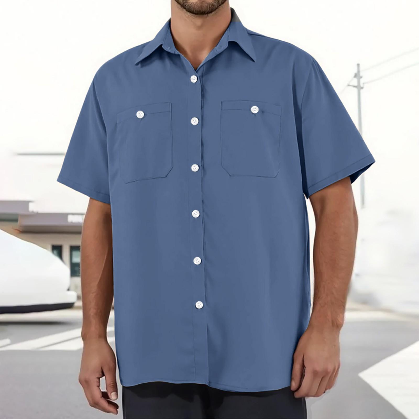 

Men s Loose Casual Multi-pocket Workwear Shirt XXXL