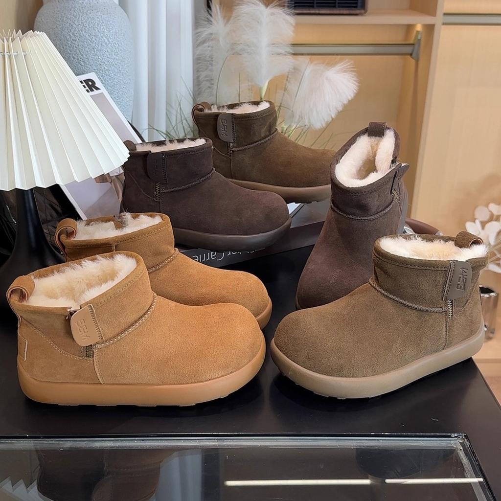 Kurze Lederstiefel Schneestiefel Damen neue Winter verdickt dicksohlige rutschfeste thermische Baumwollschuhe