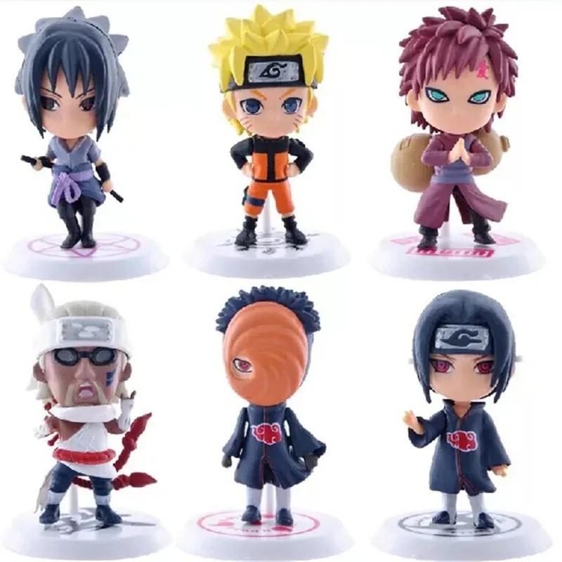 6 Pcs/12pcs NARUTO Sasuke Gaara Uchiha Madara Figure 7-8cm 2 Style Personality Base Mini Figurines  Naruto Figure