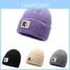 Letter K Printing Knitted Cap Beanie Hat Windproof Fashion Warmth Color Solid