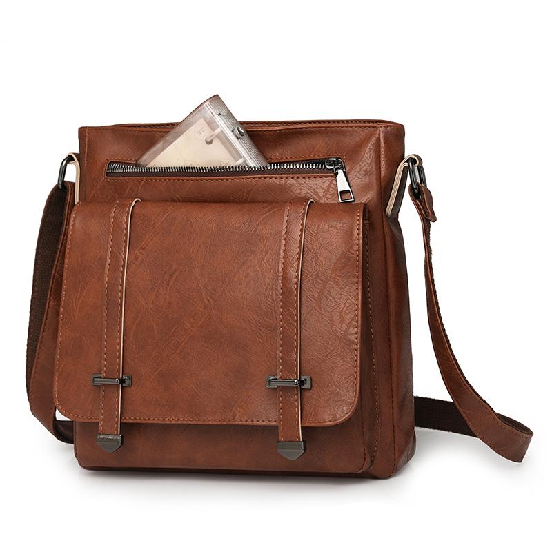 Women's Shoulder Bag Large Capacity Business Commuter Crossbody Bag Retro Messenger Bag PU Small Square Bag