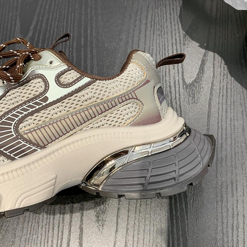 Fashion Women Sneakers Leather Mesh High Heels for Women Casual Lace Up Shoes Fashion Platform Shoes Trend 2025 Zapatos De Mujer