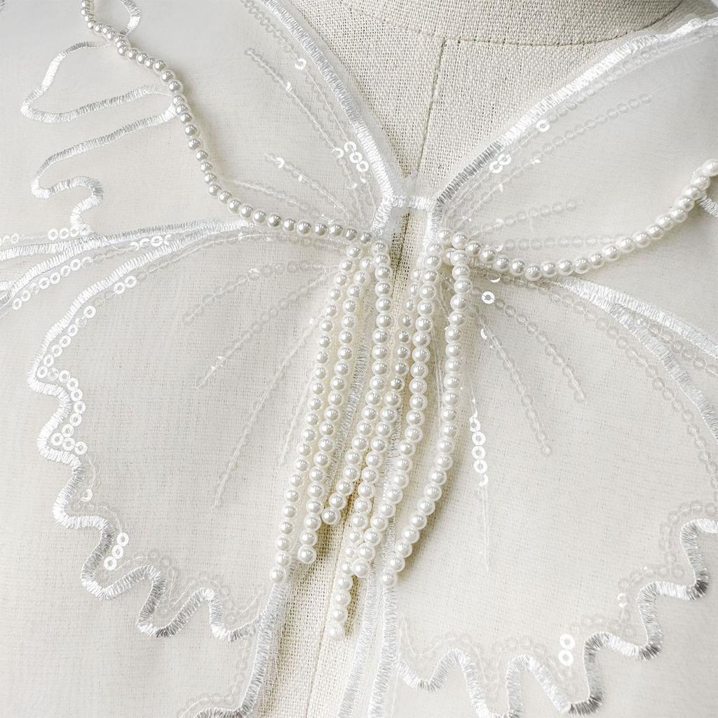 Elegant Pearls Butterfly Applique Sewing on Patches For Dresses Costume Accessories Great For Weddings And Theme Event