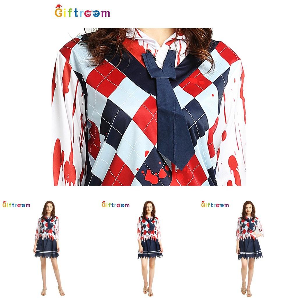 Womens Witch Trendy Vampire Roleplay Costume Featuring Gruesome Blood Patterns
