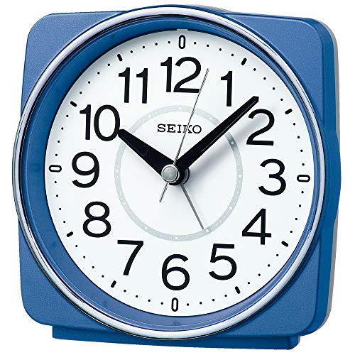 Seiko Clock KR335L, Blue Metallic Alarm Clock, Analog, Radio-Controlled, Dimensions: 10.8 x 11.0 x 6.0 cm
