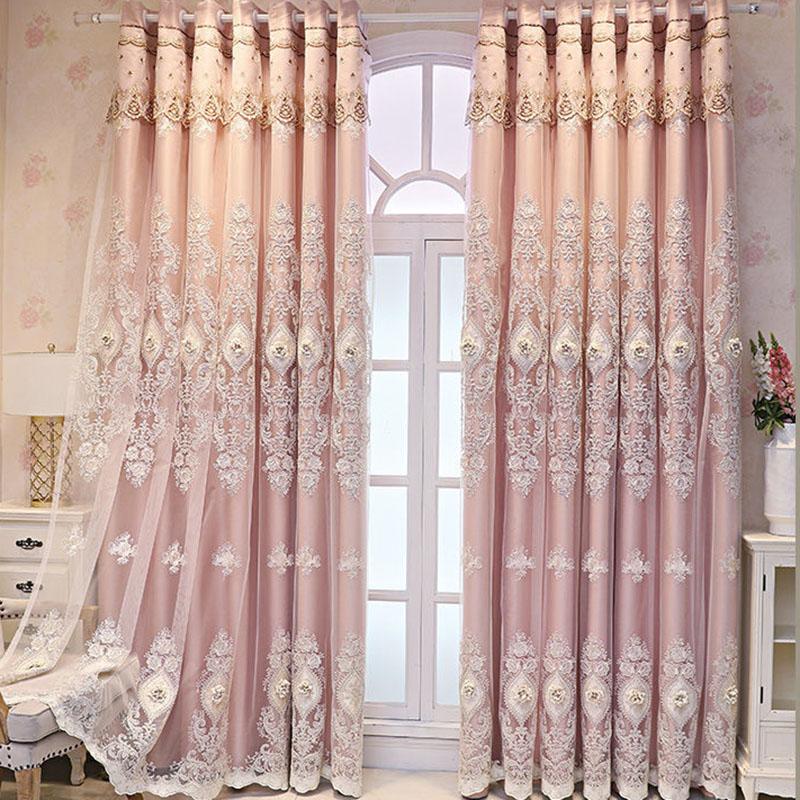 Európai stílusú függönyök sötétítő ruha fonal dombornyomott hímzés nappali hálószoba luxus függönyrúd
