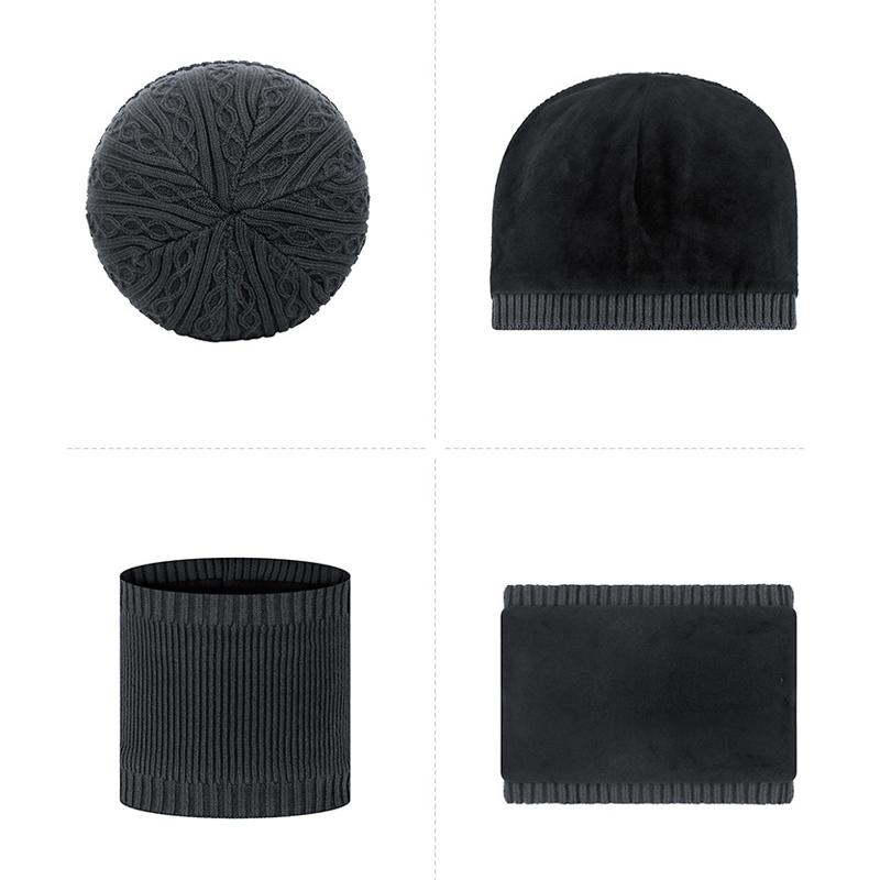 Winter Dick Warm Nacken Zweiteilige Strickmütze Herren Winddicht Kältefest Skimütze Wollmütze
