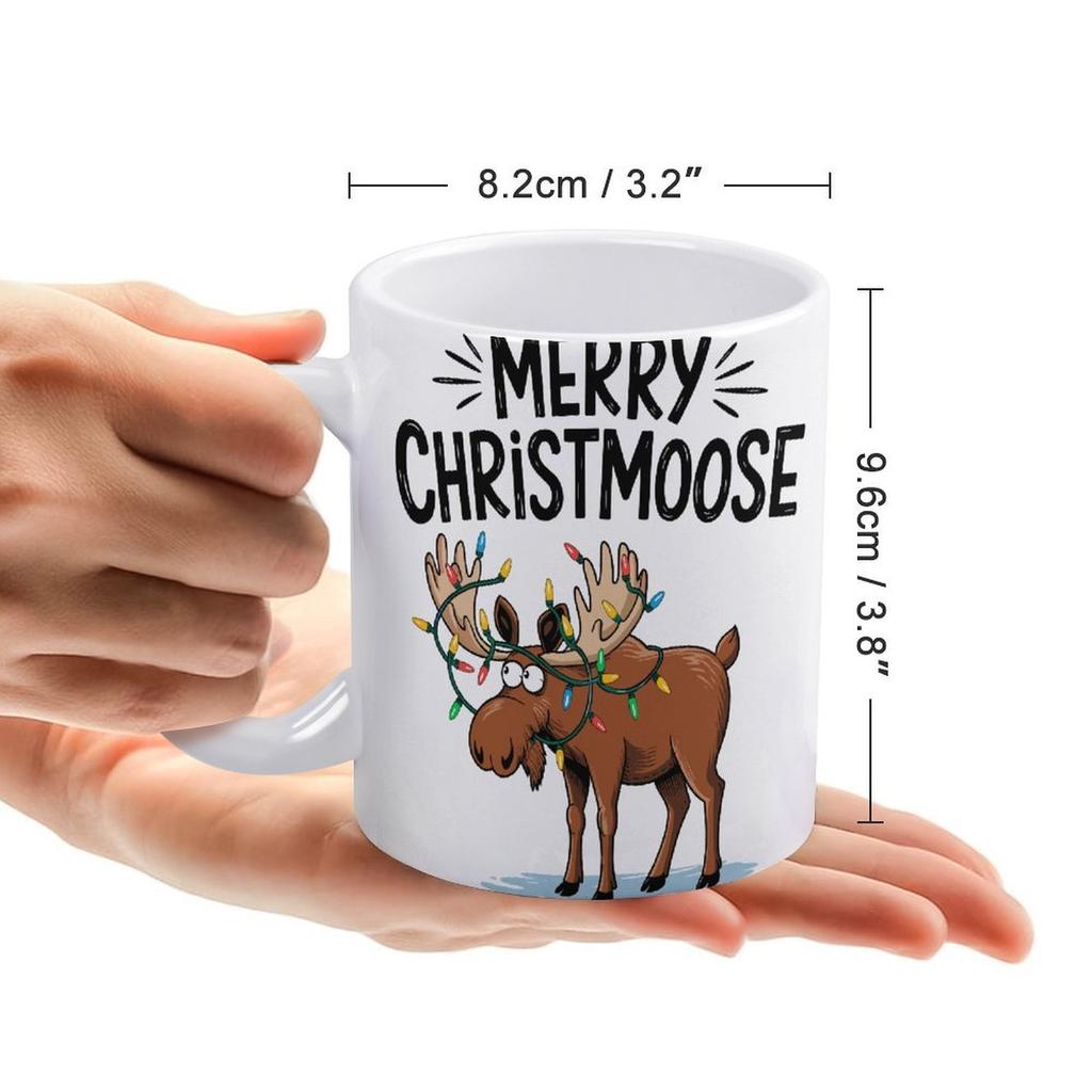 11oz White Ceramic Cup with Glossy Printed Sides and Durable Feel, Ideal for Coffee, Tea, Cocoa and Simple Daily Drink Breaks