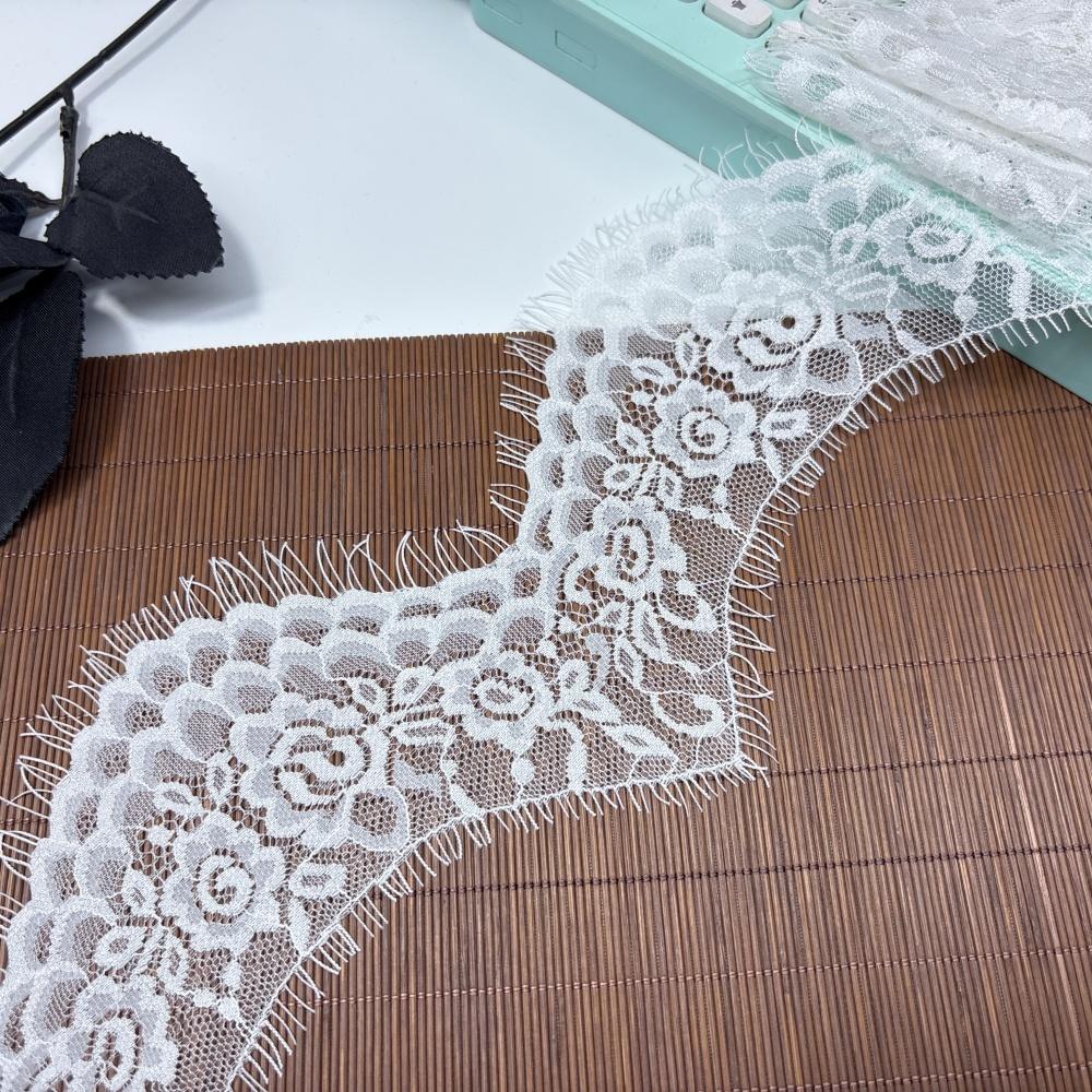 3m X 14cm Narrow Chantilly Lace, Inelastic French Eyelash Lace Trim for Lingerie, Bra, Underwear, Dress, Garment, Sewing & Crafting