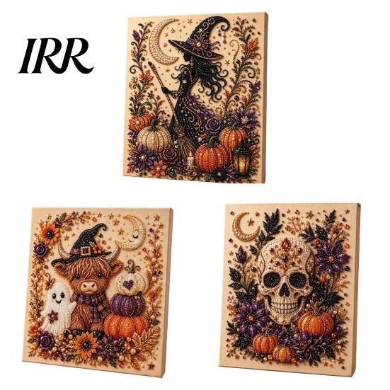 Handmade Holiday Gift Ideas Halloween Faux Pearl Art DIY Kit, Spooky Cute 3D Beads Painting Crafts, Unique Party Favors Gothic Ghost Pumpkin Cat Crow