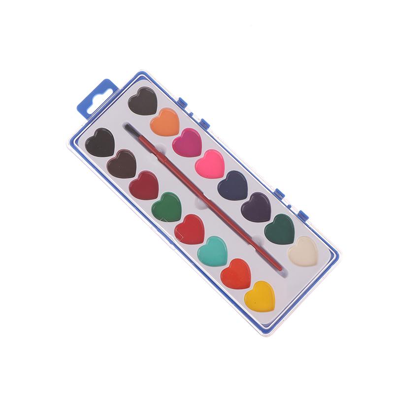 16 Farben Valentinstag Aquarellfarben Set Kunst Malpalette Kit Einzigartiges Herzdesign Basteln Malsets für Anfänger