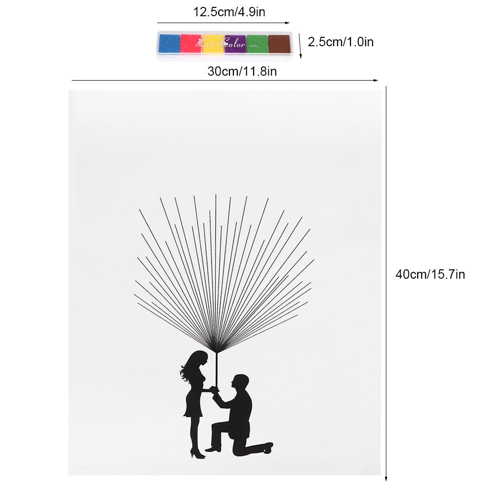 DIY Groom and Bride Pattern Fingerprint Guest Signature Guestbook Painting Wedding DecorationHK208