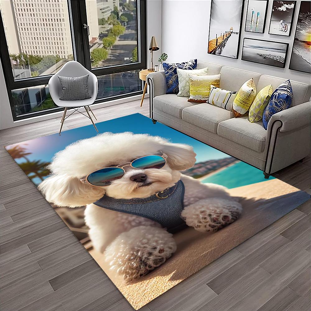 Süßer Hund Samojede, Chihuahua, Zwergspitz, Husky Cartoon Teppich für Zuhause Wohnzimmer Schlafzimmer Sofa Fußmatte Dekoration, Kinder Rutschfest