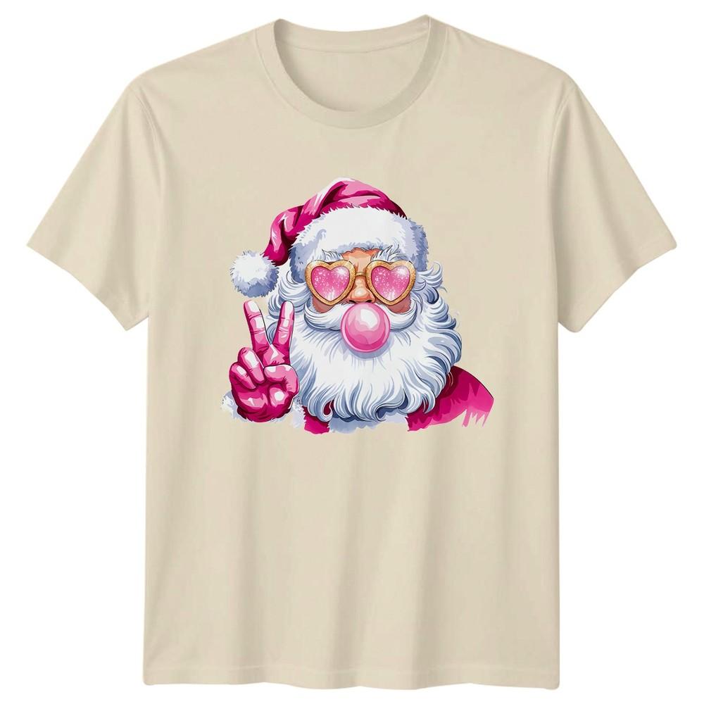 Modern Santa Christmas Holidays Unisexs TShirt Unisexs Tee Bubblegum Graphic Top