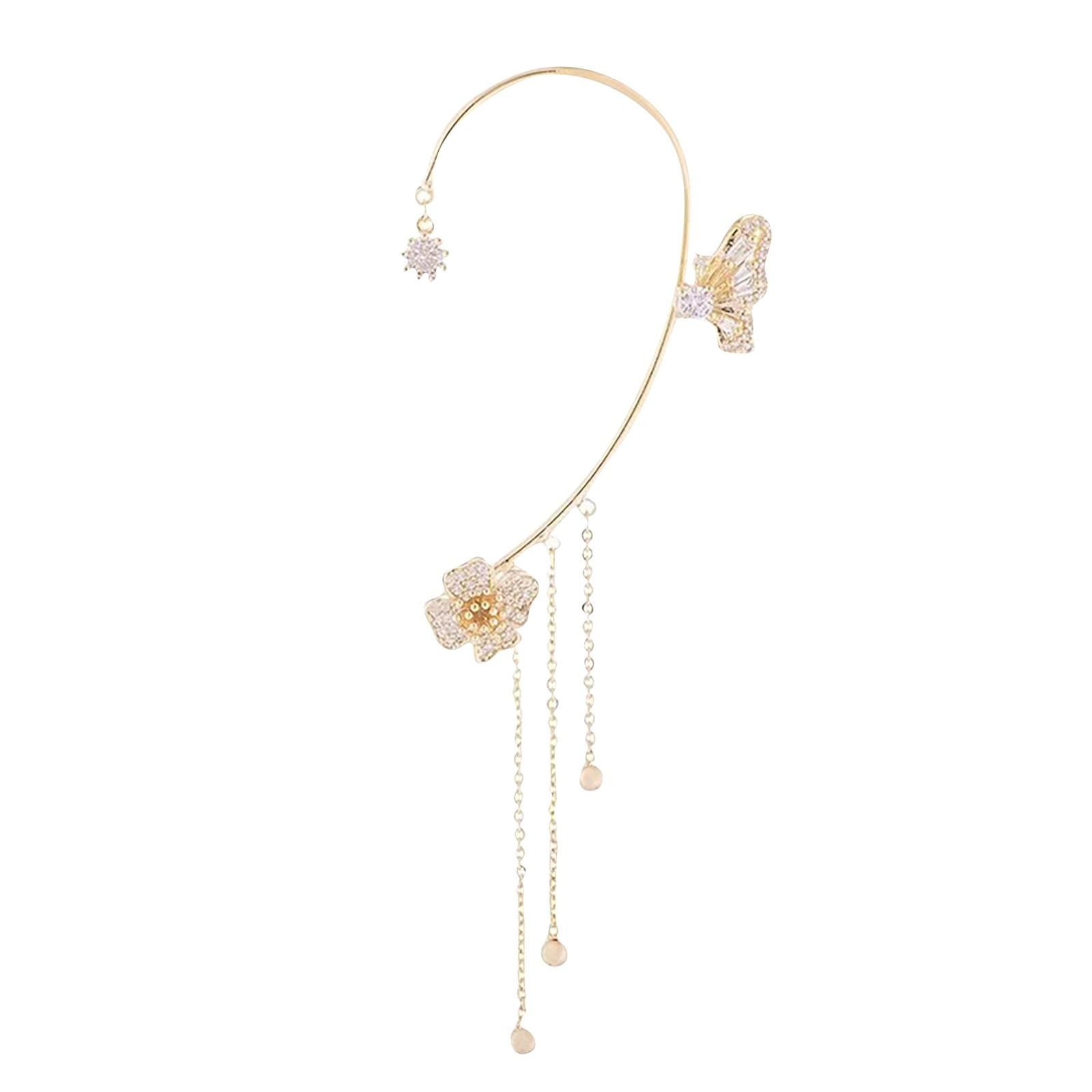 1 шт. серьги-бабочки, зажимы для ушей без пирсинга, серьги с кисточками, висячие серьги-бабочки, подарок One Size