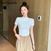 La Chapelle Women's Slim Fit Half-High Collar Short Sleeve T-Shirt