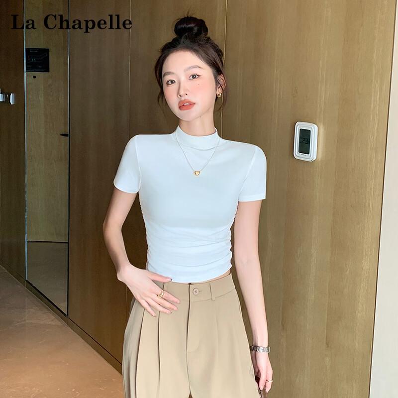 La Chapelle Women's Slim Fit Half-High Collar Short Sleeve T-Shirt