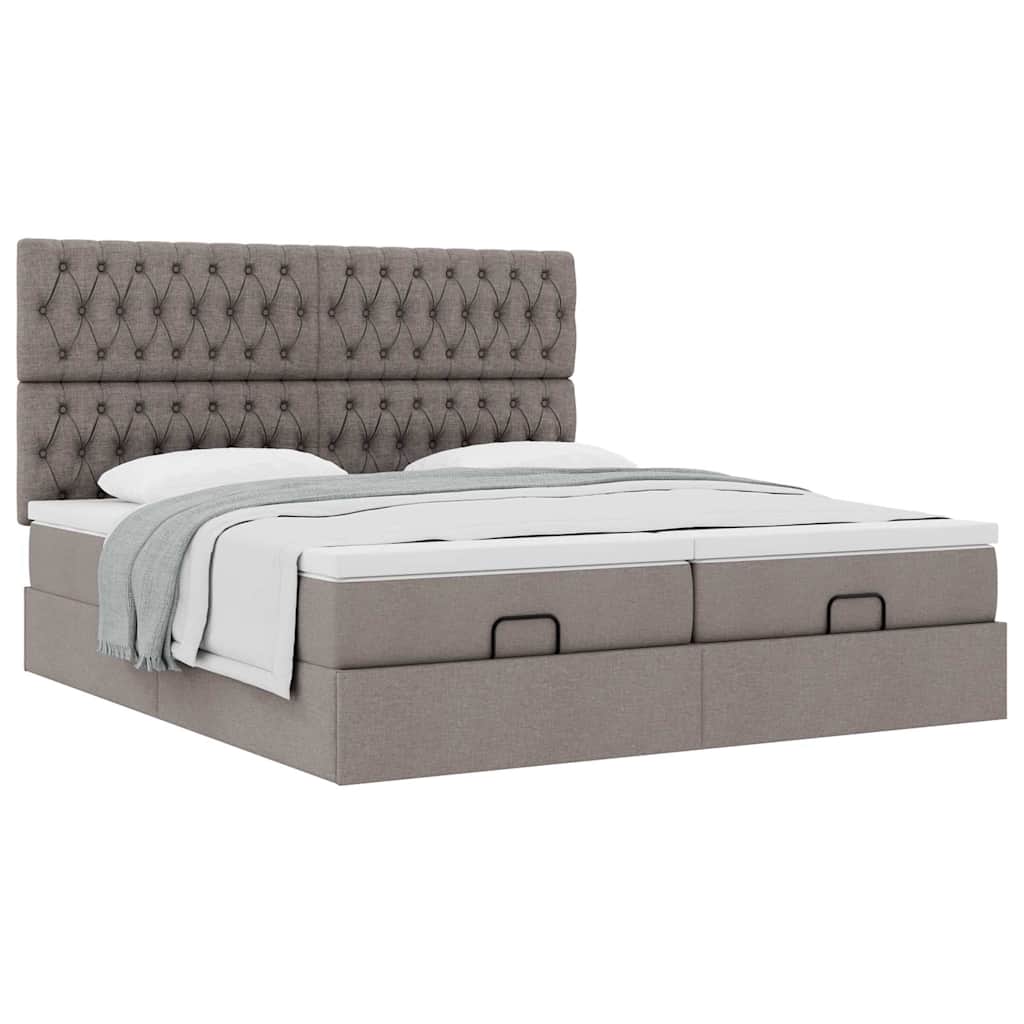 Ottoman Bed with Mattresses Taupe 200x200 Cm Fabric