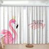 Nordic Ins Simple Flamingo Green Plant Living Room High Blackout Curtain Princess Chidren's Room Bay Window 2 Pieces Shading