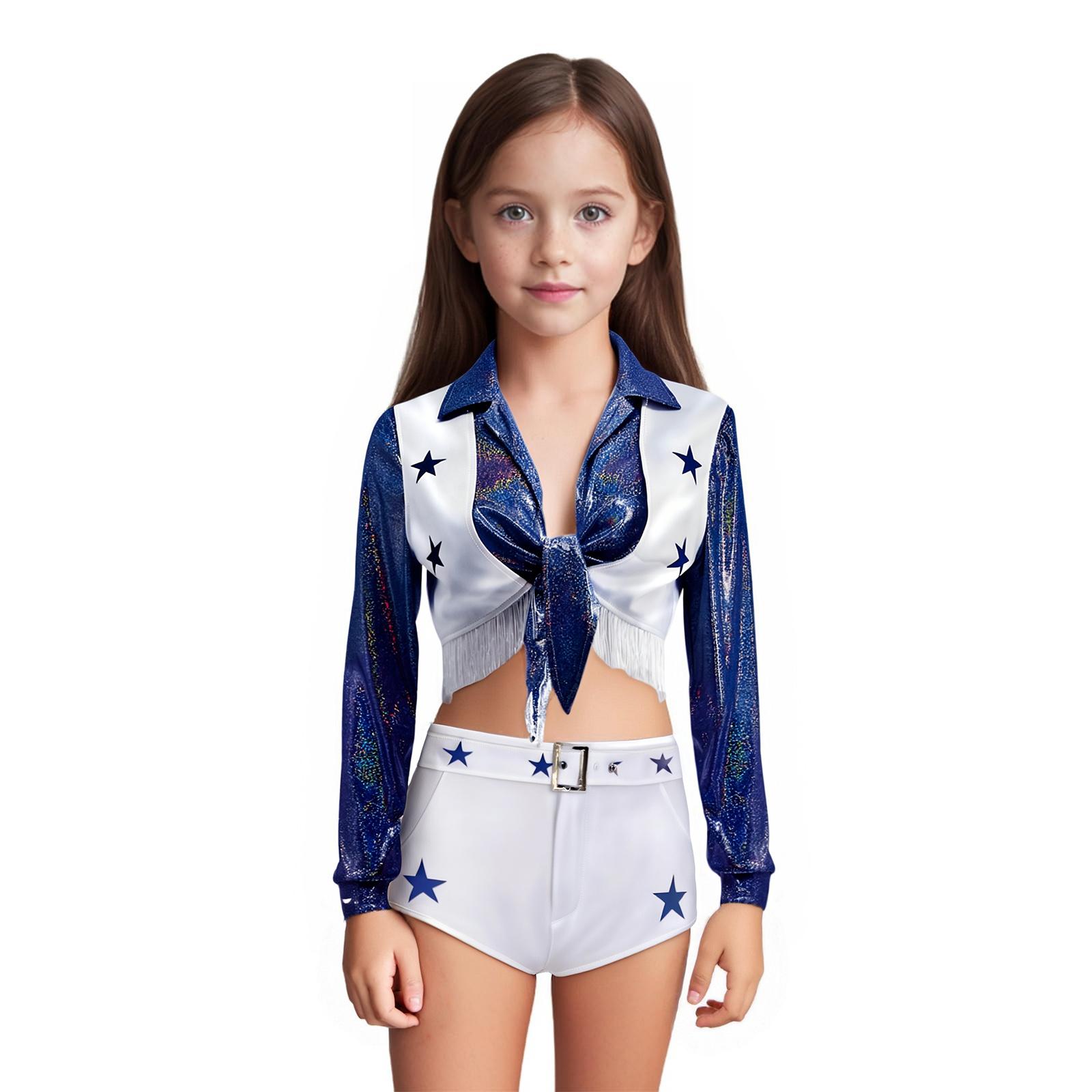

Girls Three-piece Suit Casual Long-sleeved Dance Sportswear Suit 110 темно-синього кольору