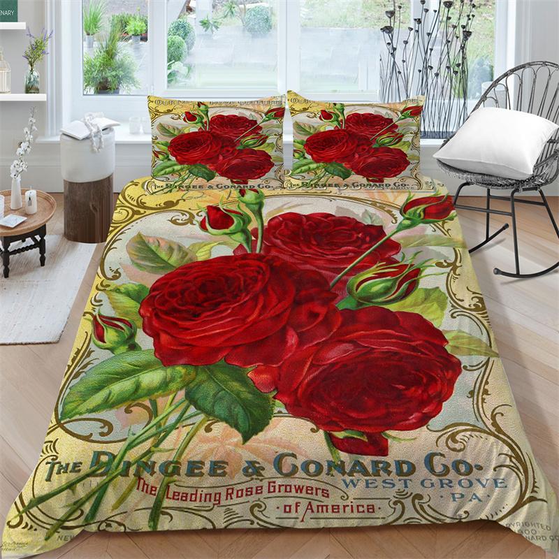 

Комплект пододеяльников размера «queen-size» с цветочным принтом, модное постельное белье, костюм с наволочкой, домашний текстиль EU Double 200x200cm