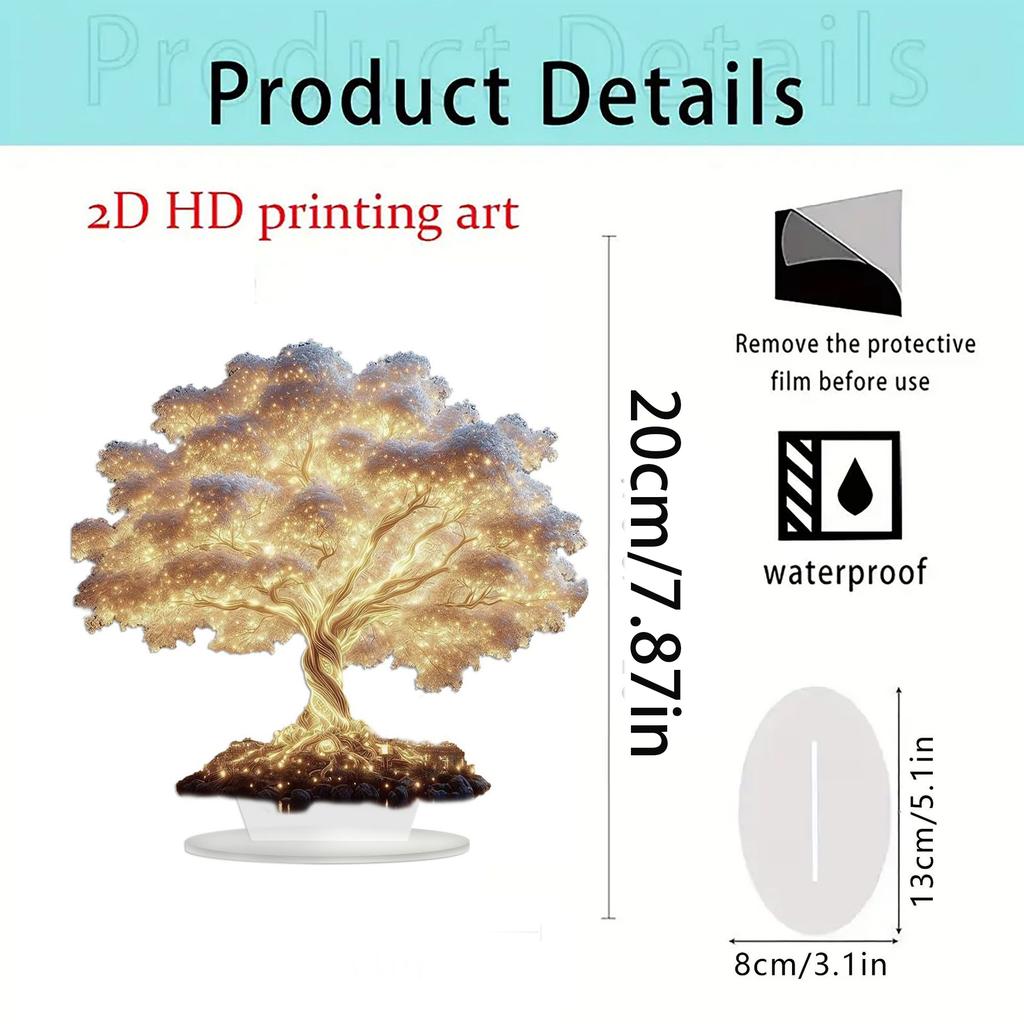 Multi Colored Acrylic Tree of Life Desktop Decoration Blooming Life Home Ornament with Waterproof Base