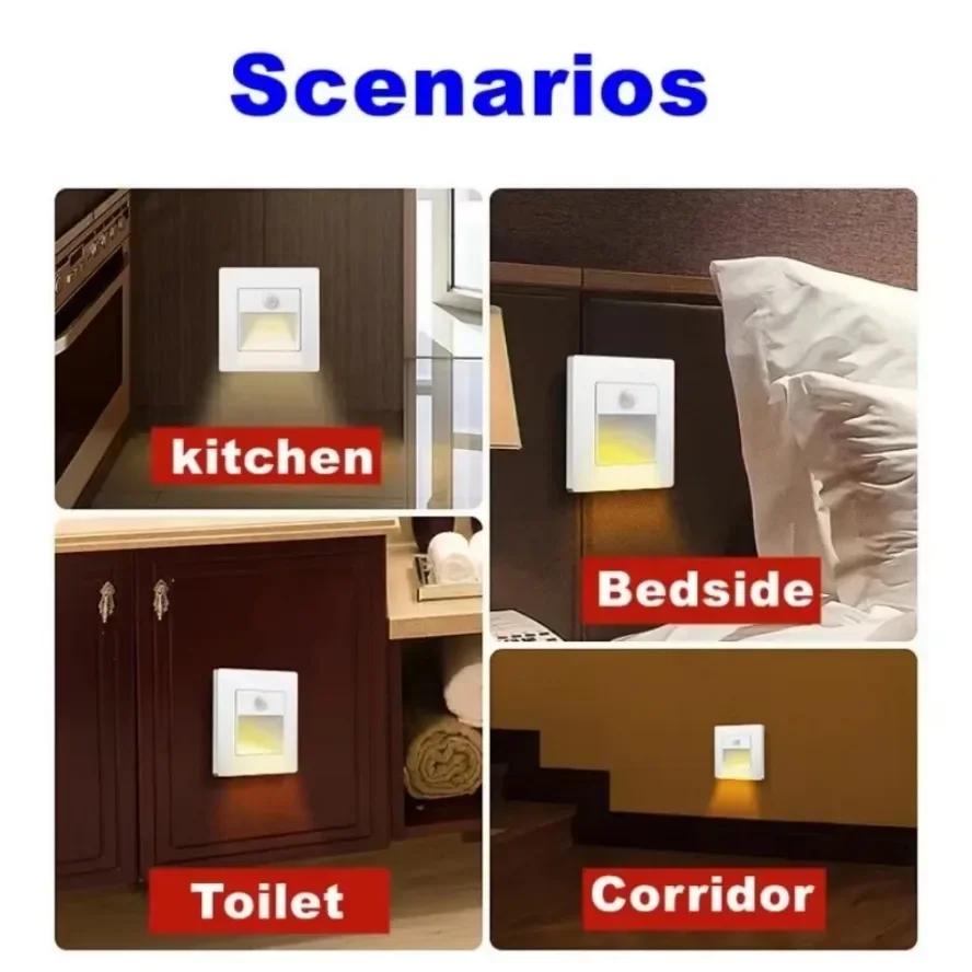 Led Stair Light PIR Motion Detector Sensor Infrared Human Induction Lamp Ressed Steps Ladder Staircase Bedroom Night Light