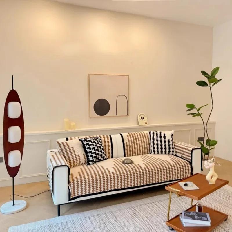 1PC Winter Thicken Plush Sofa Cover for Living Room Luxury Warm Sofa Mat L Shaped Anti-slip Couch Slipcover Furniture Protector