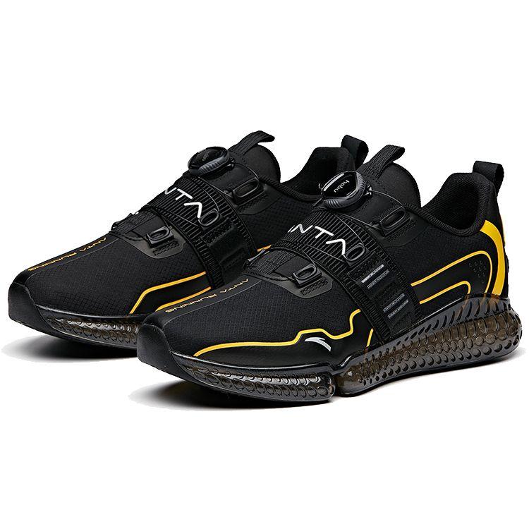 ANTA Men BOA Closure Cushioned Running Shoes Black Yellow 112015590-2