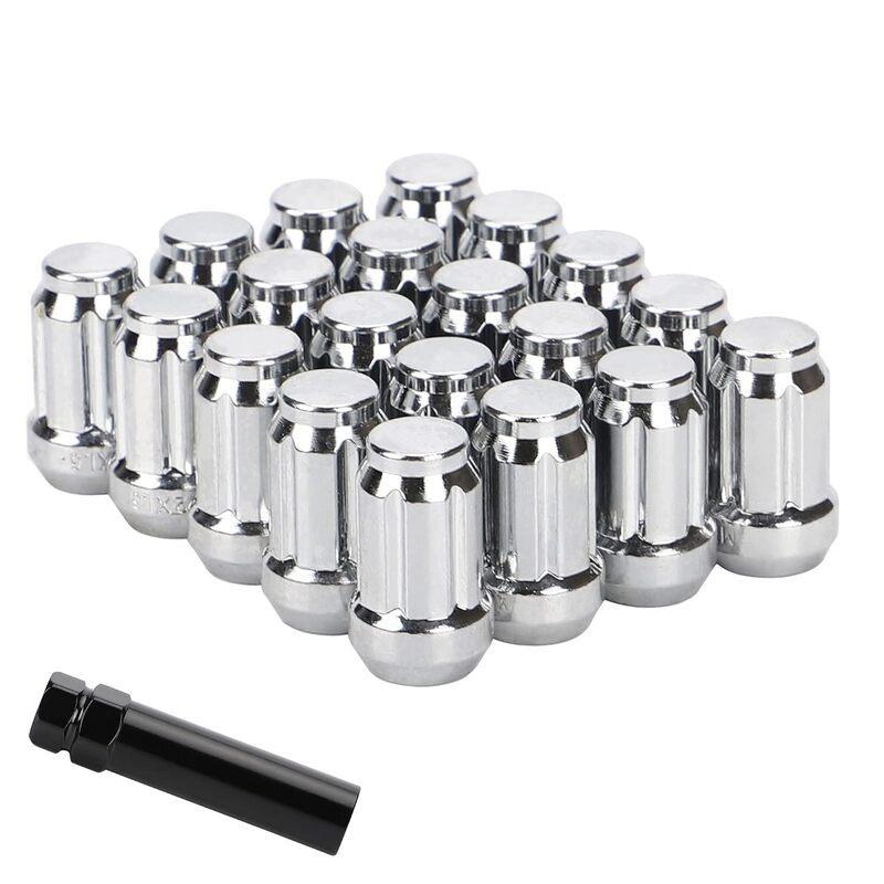 M12x1.5 1.38 Inch Lug Nuts 20 Pcs, Closed End Spline Acorn Style for Aftermarket Wheel Lug Nut