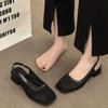 Mesh Hollow Bag Head Sandals Women's 2025 New Summer French Mary Jane with Skirt Temperament Thick Heel Single Shoes