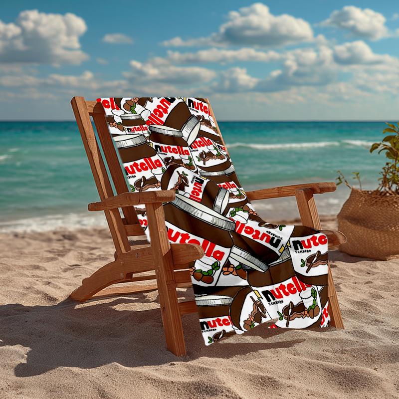 Ultra-Soft Beach Towel with Nutella Theme,Ideal for Pool - Camping, Diving - Perfect Travel Essential, Vibrant Beach Towel.