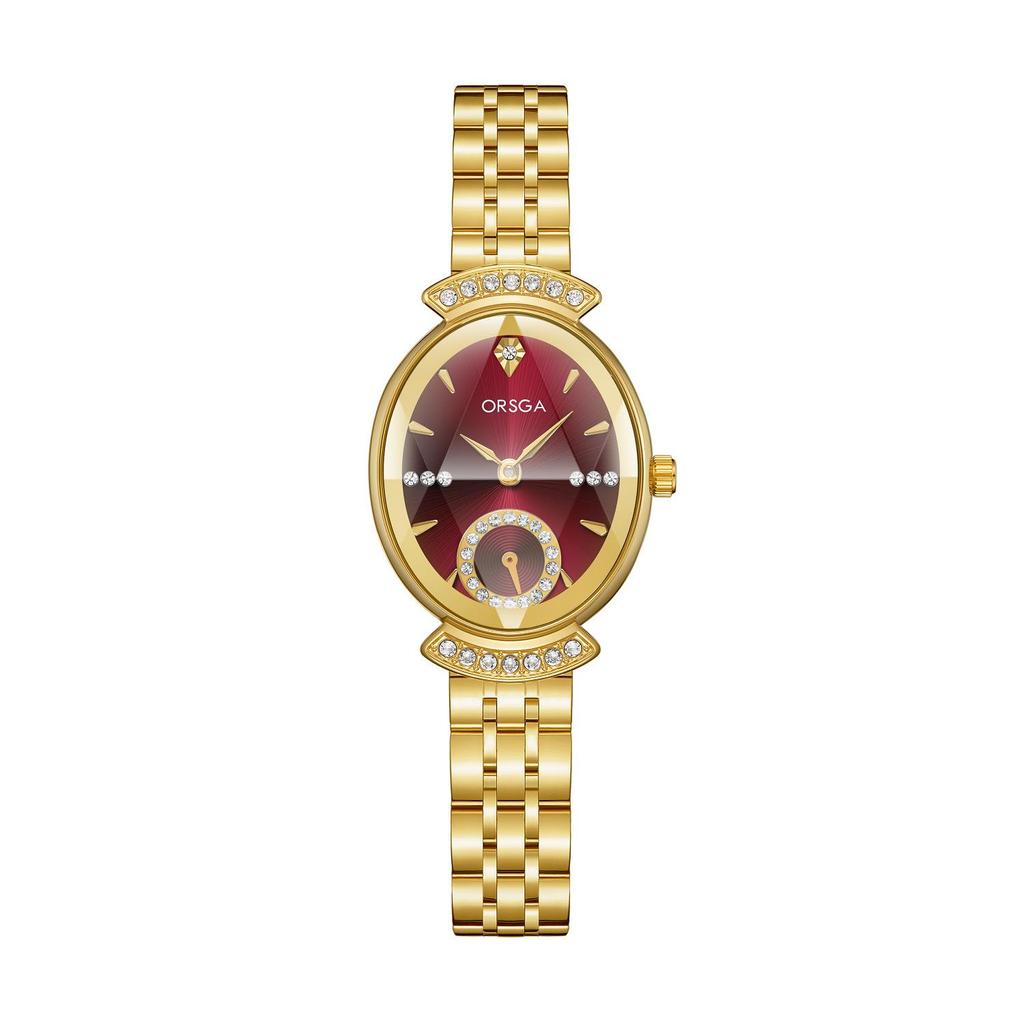 ORSGA Women's Oval Diamond-set Fashion Watch with Prismatic Mirror and Quartz Movement