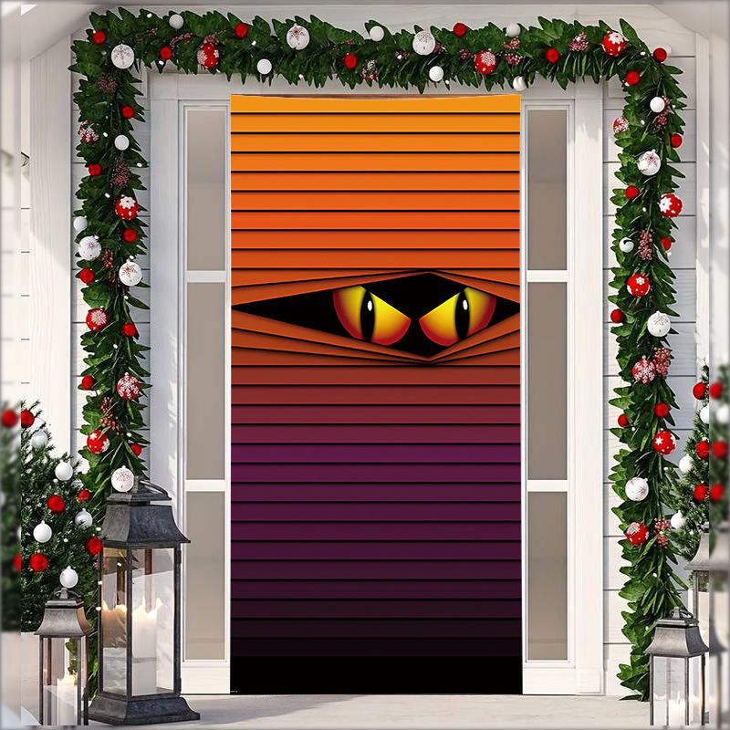 Stretch Fabric Christmas Door Tapestry - Santa Claus Gift Background for Holiday Parties