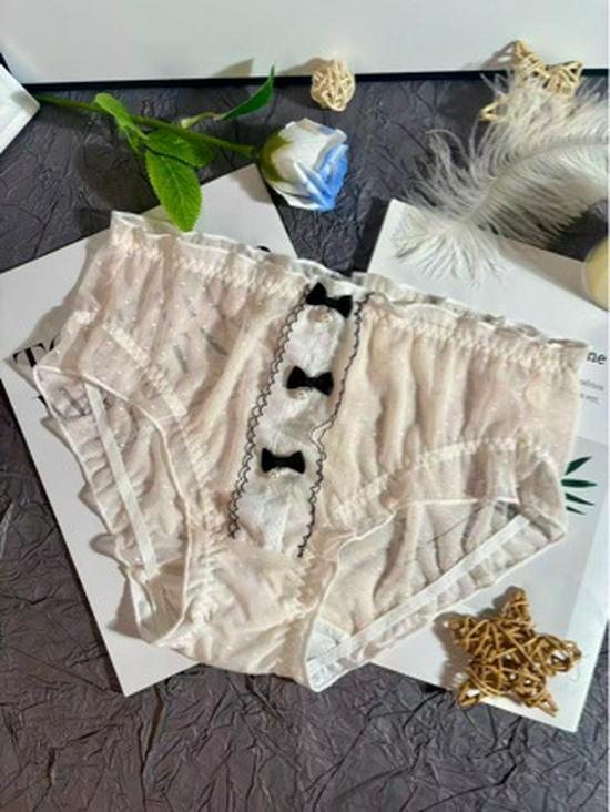 Plus Size Lace Mid-Waist Mesh Triangle Panties for Women (130-200 Jin)