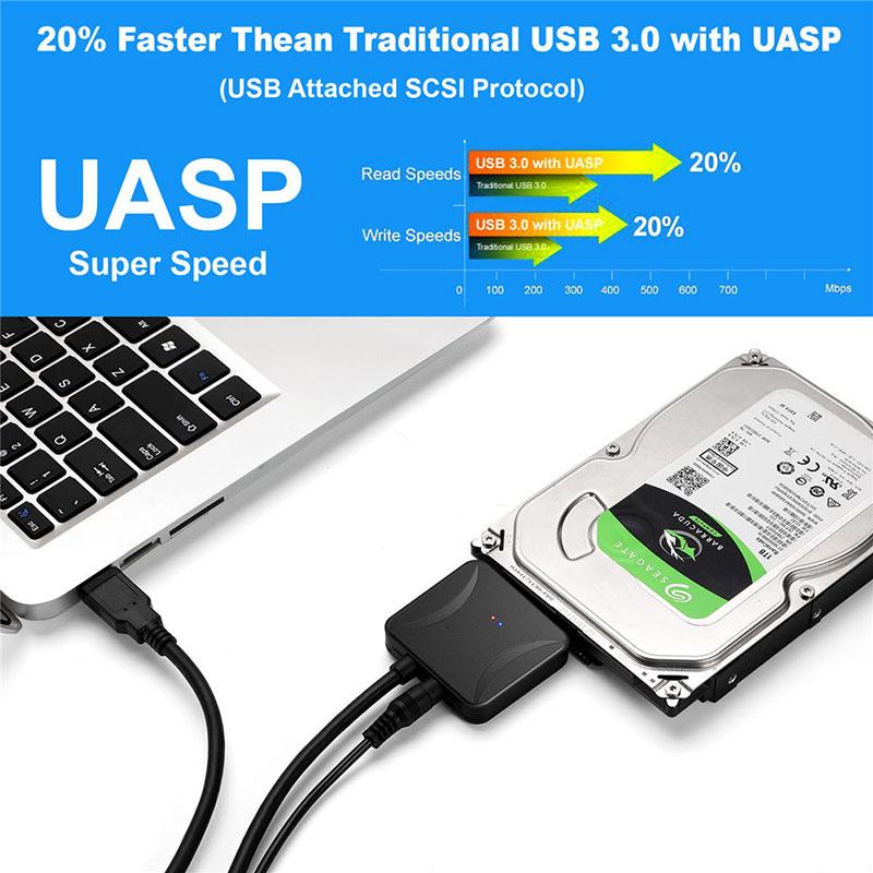 USB 3.0 to Sata Cable for Sata Iii 3.5 Inch External Hdd Ssd Hard Drive Easy Drive Cable Dc 5.5 12v/2a Power Adapter