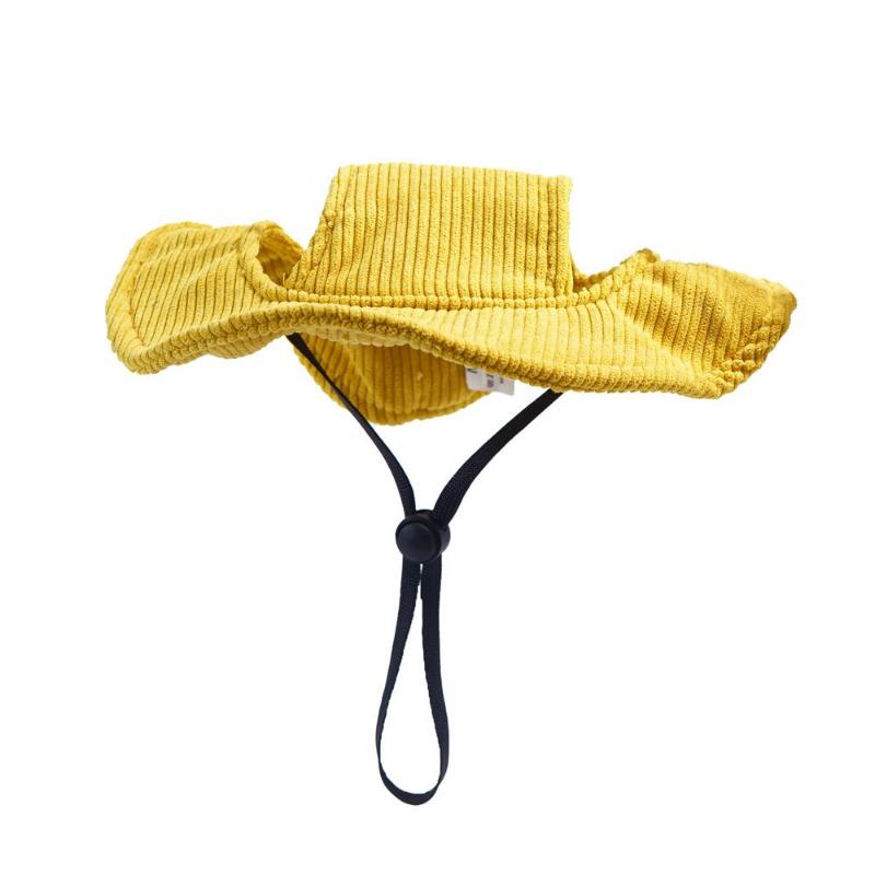 Cute Dog Hat Open Ears Pet Bucket Hat Sunshade Dress Corgi Sunscreen Small Yellow Hat