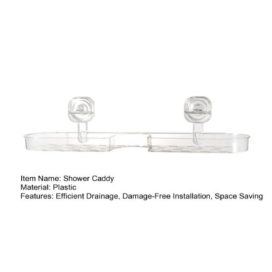 Suction Cup Shower Caddy Bathroom Organizer with Bottom Drain Space Saving Wall Shelf for Bathroom Sink Toothbrush Facial Cleanser Storage